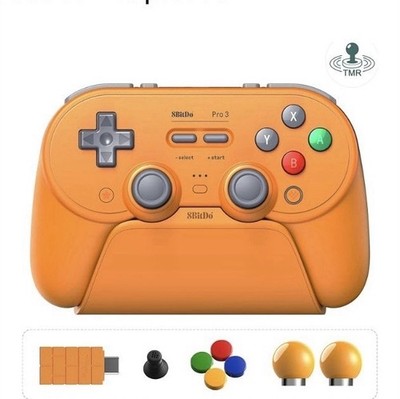 8BitDo Pro 3 Orange Bluetooth/2.4GHz/USB Gamepad w/ Charging Dock, ABXY