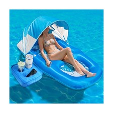 Fabric Covered Inflatable Pool Lounger Float Adult, 70"x39" Extra L... Fast Ship