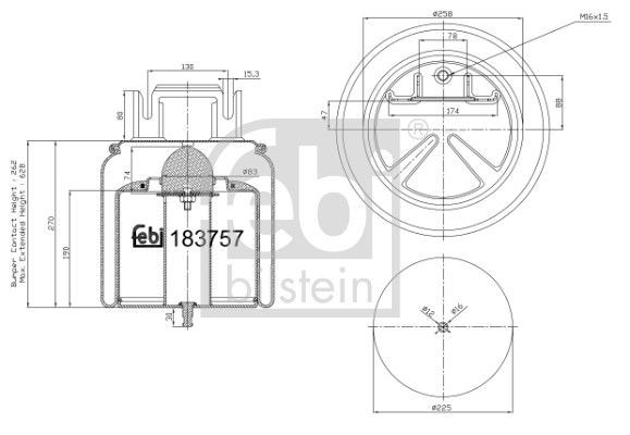FEBI BILSTEIN 183757 Air Suspension Bellow Front With Piston Rod Fits VOLVO