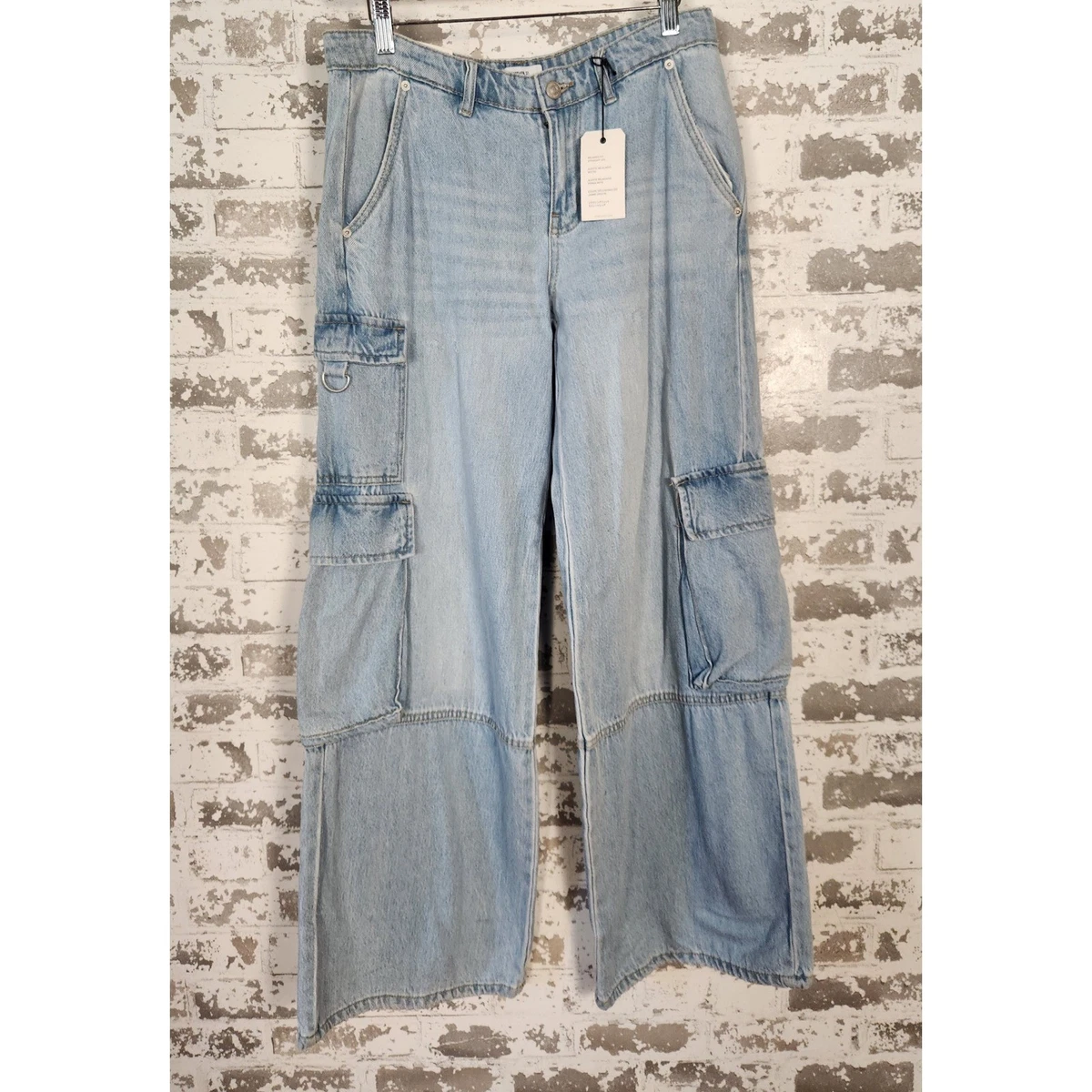 Pantalones de mezclilla cargo Forever 21 Premium para mujer talla 27 calce relajado bolsillos para piernas rectas