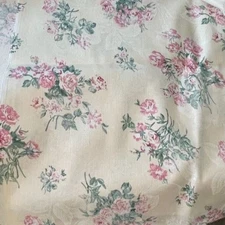 Vintage Peter Pan Cotton Fabric Pink Green Cabbage Rose Print Cottagecore 2yds