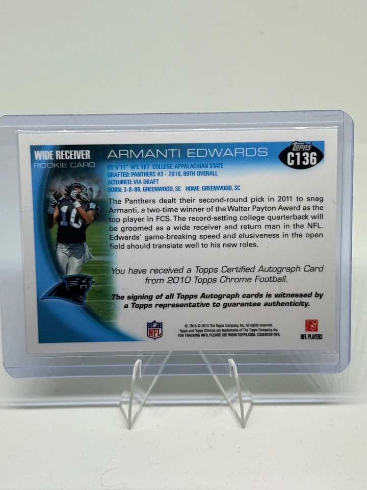 2010 Topps Chrome #C136 Armanti Edwards Rookie Autographs - Image 2 of 2