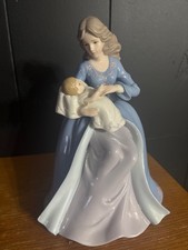 Christening Day Mother and Baby Child Infant Figurine LLardro Style Muted Colors
