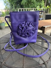 ILI Purple Leather Mini Cross-Body Purse Leop...