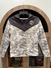Timberland Youth Med Boys Gray  White Camo 1/4"Pullover Hoodie w/Logo NICE