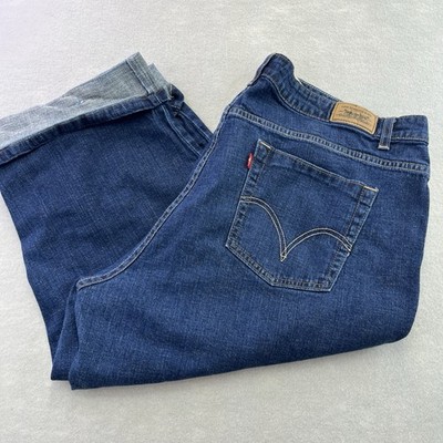 Levis 515 Women's Plus Size 22 Capri Jeans Blue Cotton Blend Zip Solid Cuffed