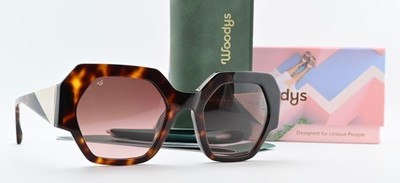 WOODYS Sonnenbrille Willow 02 Geometrisch Glanz Havana Braun Oversize Box Set