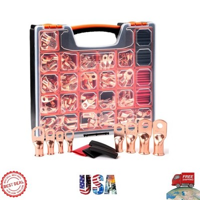 Comprehensive 264 PCS Battery Cable Kit - Including 132 Copper Lugs & Tubing
