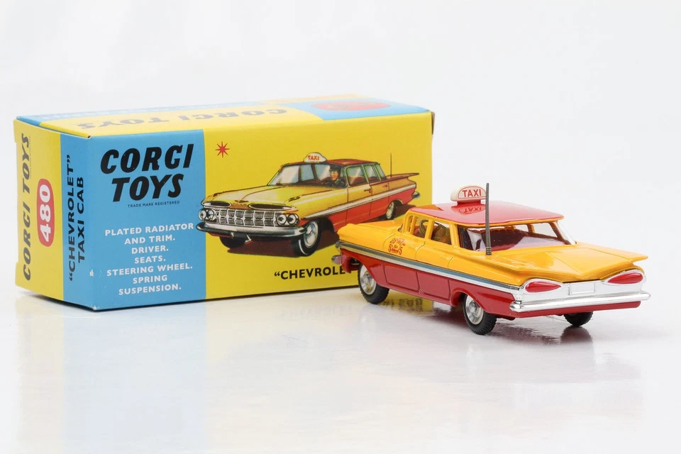 1:50 Corgi Toys Chevrolet TAXI CAB gelb-rot Nr. 480 Repro - Bild 2 von 4