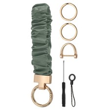 Keychain Wristlet, Cute Scrunchie Wrist Lanyard with D Ring, Army Green
