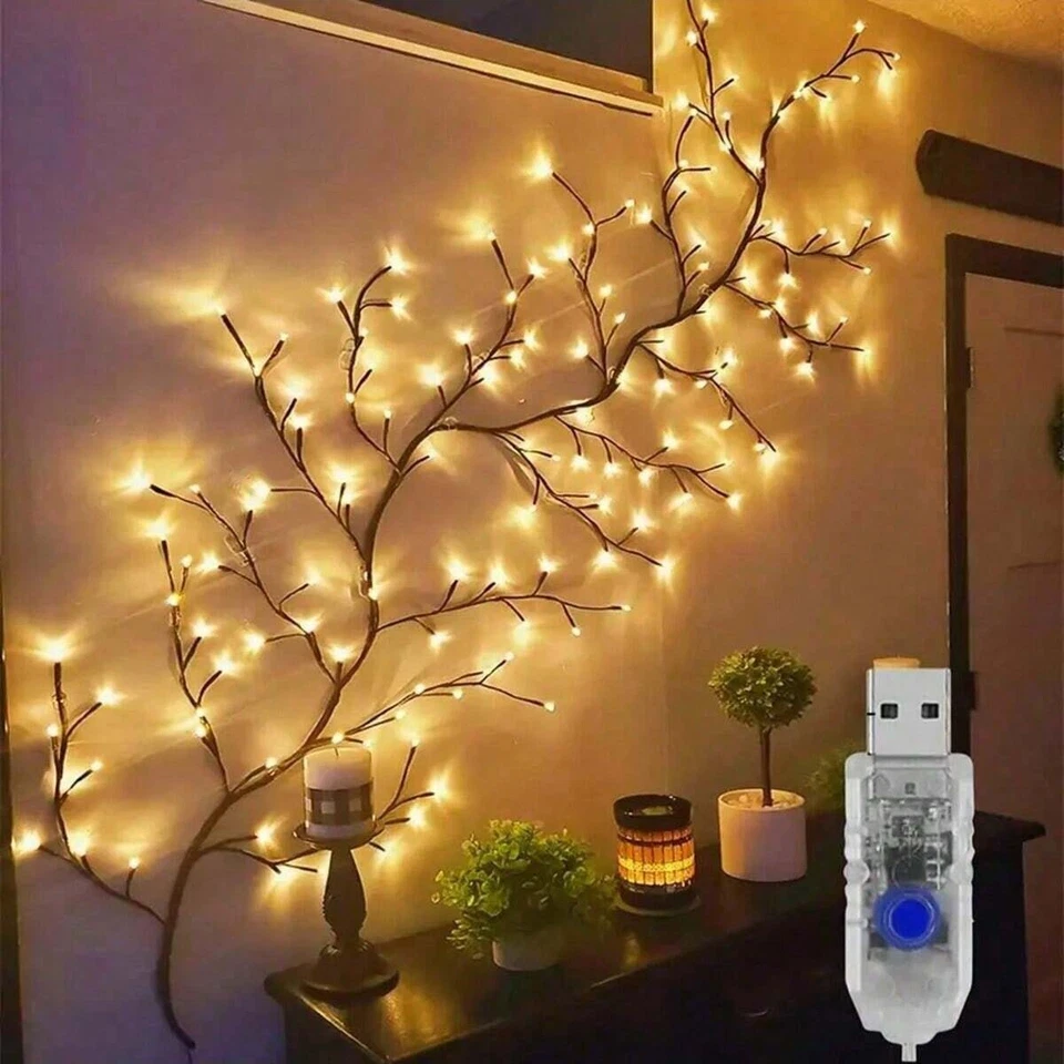 144LED Wall Tree Enchanted Willow Vine Lights Bendable Branch USB Fairy Lighting - Image 2 of 4