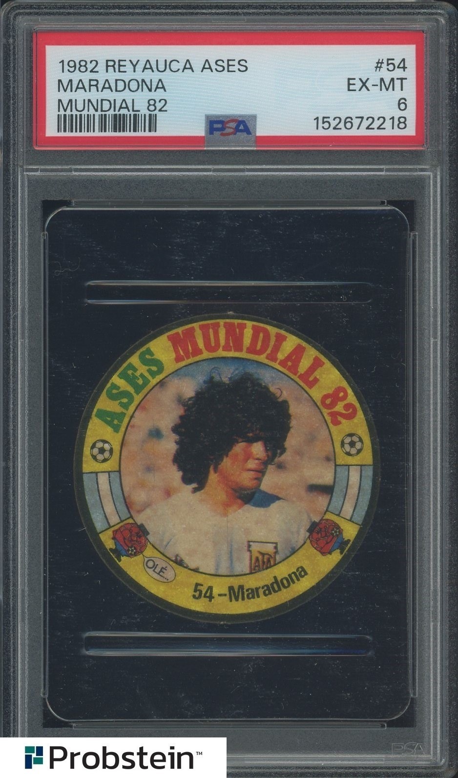 982 Reyauca Ases Mundial 82 Soccer #54 Maradona PSA 6 EX-MT view 1