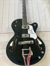 Black Hollow Body Electric Guitar Bigsby Tremolo Chrome Hardware