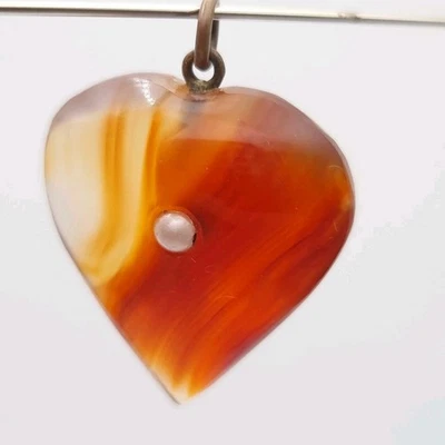 Victorian Agate Heart Fob Pendant Set With Pearls Banded Red Antique - Image 1 of 4