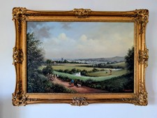 Vintage Duran Faine (b 1906) Large Oil Painting English Country Scene 90/65 cm