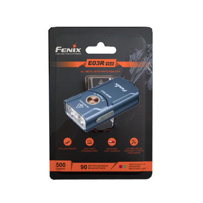 Fenix E03R v2.0 500 Lumen Rechargeable Keychain Flashlight with Red LED (Blue)