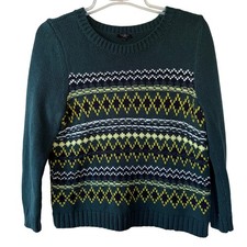 Talbots size L/P Green Yellow Warm pullover sweater size L/P