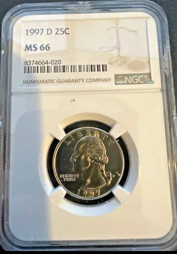 1997-D 25C Washington Quarter - MS66 - NGC