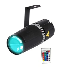 LED Pinspot Stage Light 9W RGB 3 in 1 Beam Lamp IR Remote Control DJ Party