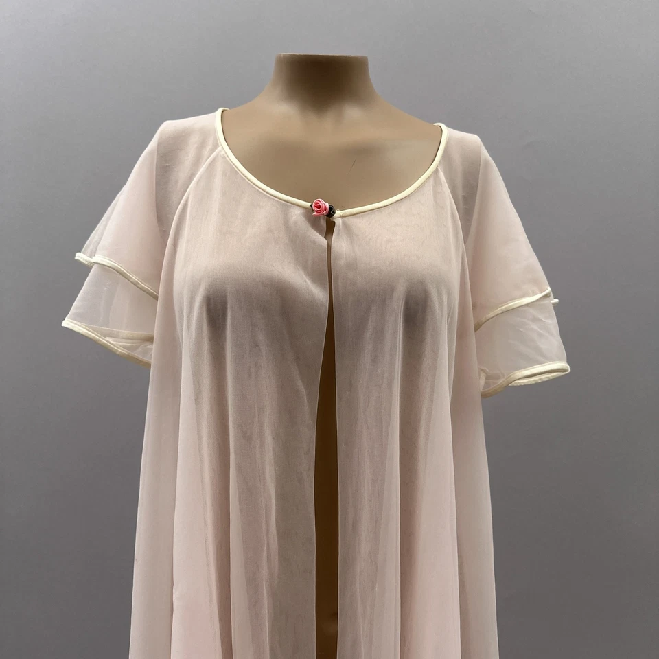 Montgomery Ward De Colección Años 70 Bata Peignoir Mujer M Rosa Gasa Camisón Coqueta Foto 2 de 4