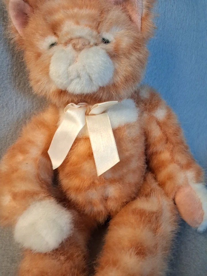 CAT Vintage RUSS SCRATCH Cat Orange Striped Peach Bow kitten love - Image 3 of 4