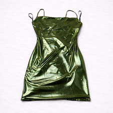 Forever 21 Metallic Green Bodycon Dress Womens Medium Mini Party Club
