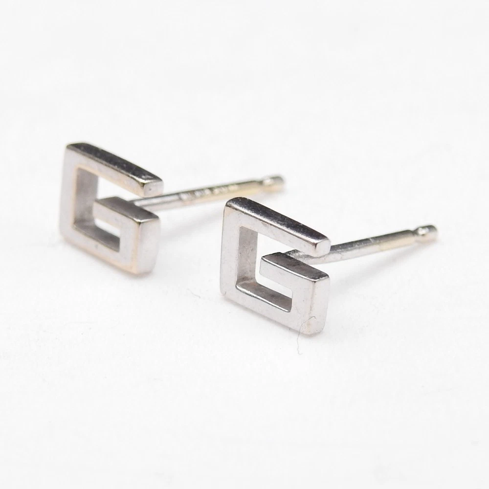 Boucles d'oreilles GUCCI logo G 750 K18WG clous accessoires femmes or blanc H4,8 mm
