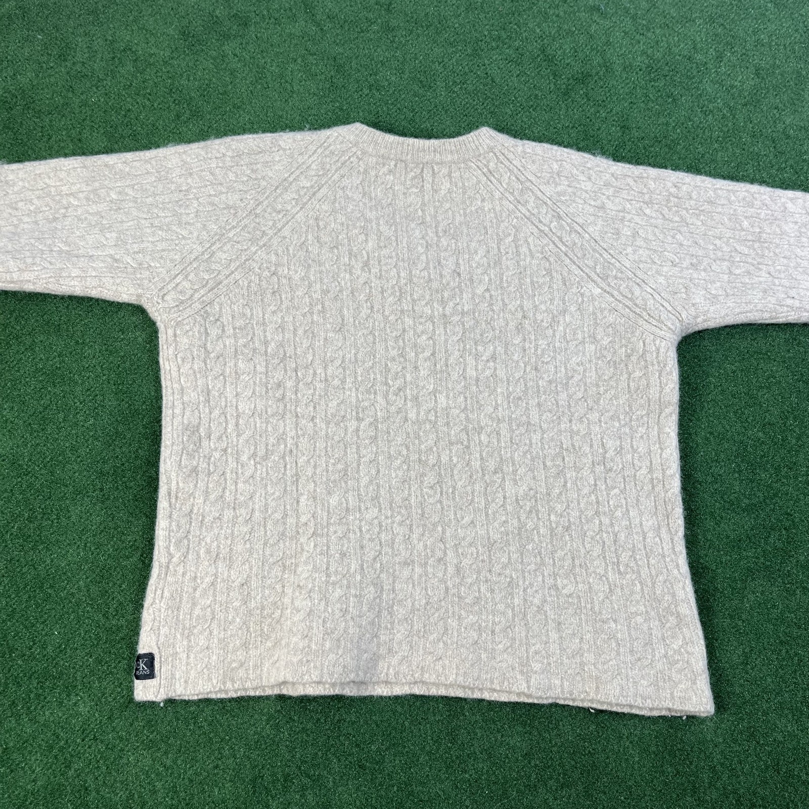 Calvin Klein Jeans Men's Sweater Heather Gray Cable Knit V Neck Size M gu image 2