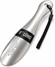 Compact Travel Shoe Helper, 9" Metal Shoe Horn Heavy-Duty Stainless Steel