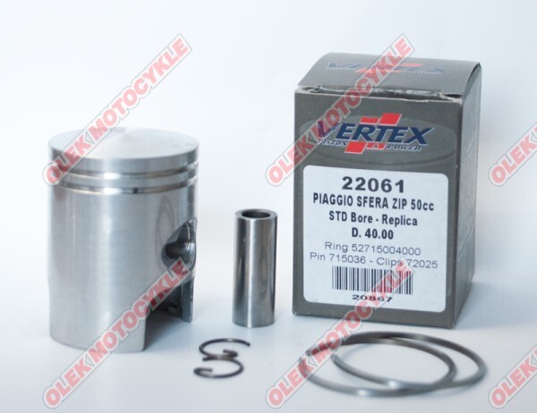 Piston Piaggio Sfera et Zip 40mm STD avec deux segments de rechange pour moteur 2T