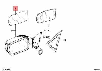 Genuine BMW E23 E24 628CSi 630CS 633CSi Adhered Heated Mirror Glas  