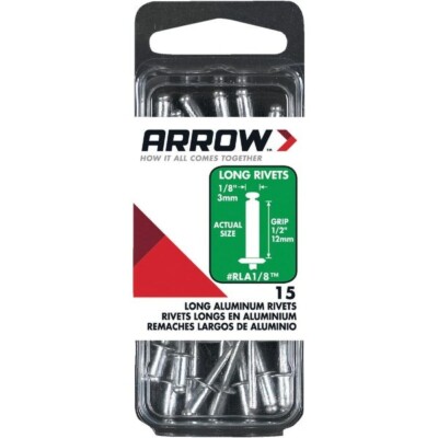 (20-15ct)-Arrow 1/8'' x 1/2'' Strong Permanent Tamper Proof Aluminum Rivet RLA1/8