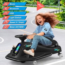 JOYLDIAS Black 24V Powered Kids Ride On Drifting Go Kart Variable Speed Cart360 