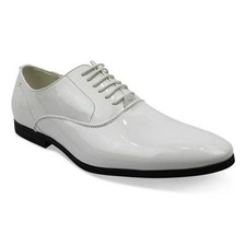 White Tuxedo / Formal Round Toe Patent Leather Lace Up Dress Shoes Oxfords AZAR