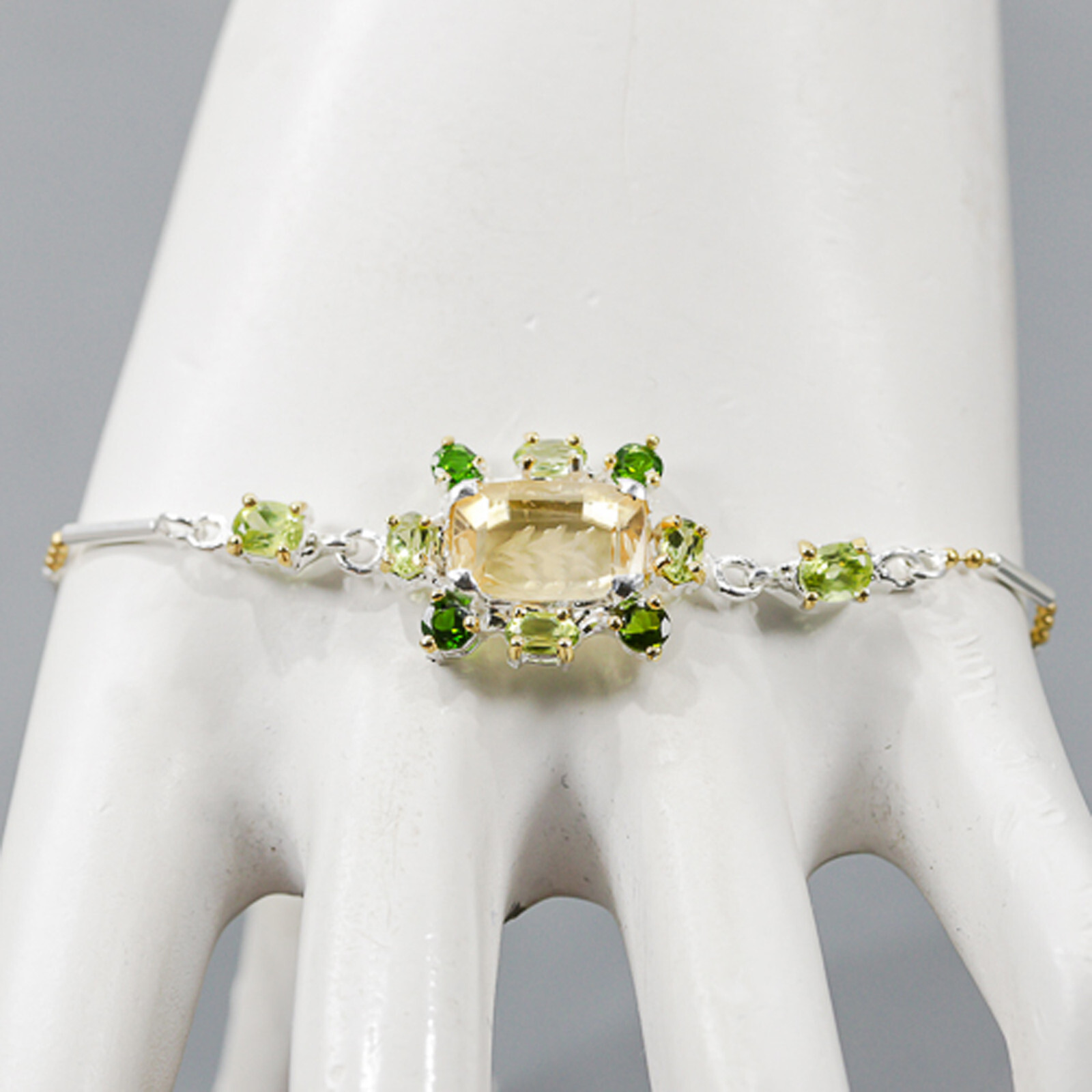 Citrine Sterling Silver Bracelet 925 8.75 Inch BR07857-image