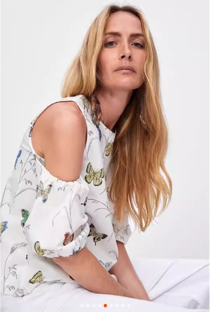 Zara Basic Women's Small Crew Neck Cold Shoulder … - image 3