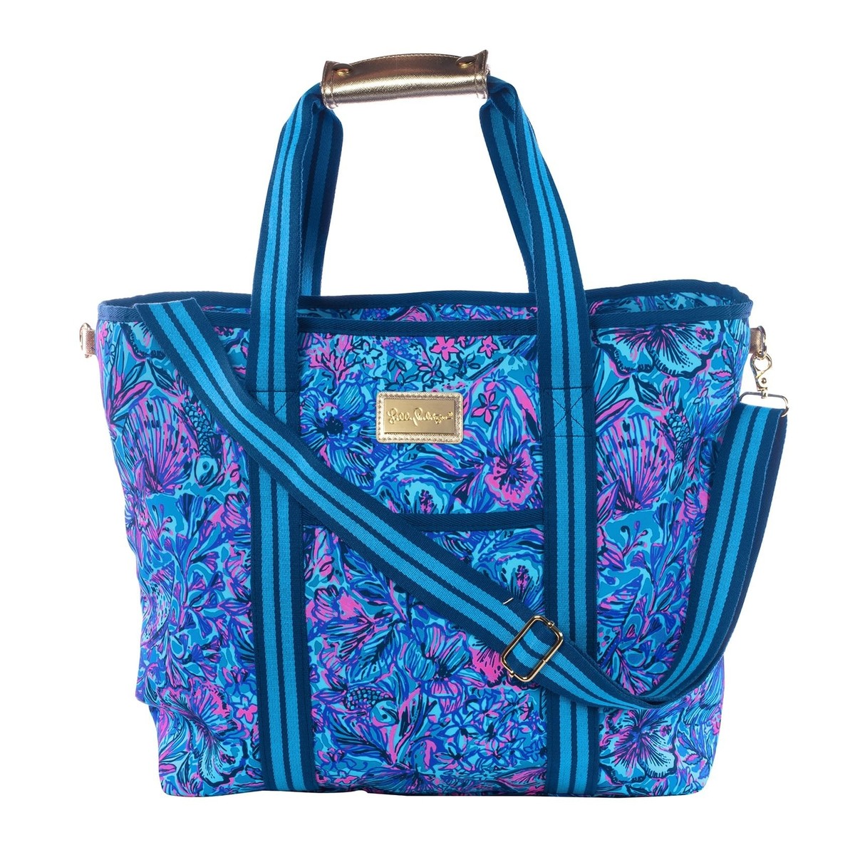 Lilly Pulitzer Blue Picnic and Beach Cooler, Insulated Bag with
