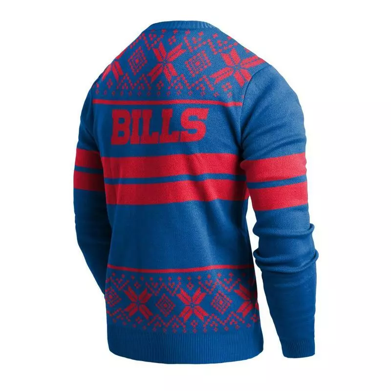 NFL Licensed BUFFALO BILLS MENS 2 STRIPE BIG LOGO LIGHT UP SWEATER