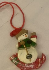 Snowman Necklace Ornament Resin Multicolor Vintage Glitter Adorable Festive Fun