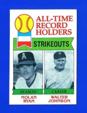 1979 Topps BASEBALL #417 STRIKEOUT LEADERS NOLAN RYAN/WALTER JOHNSON NM+ (TM2)