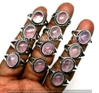 Natural Rose Quartz Gemstone 925 Sterling Silver Plated Designer Rings Lot 10pcs