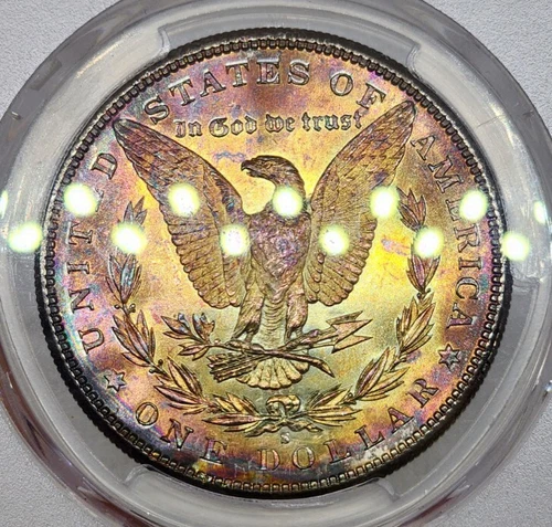 1881 S Morgan Silver Dollar PCGS MS65 Rainbow Toned Stunning Color Luster Bomb