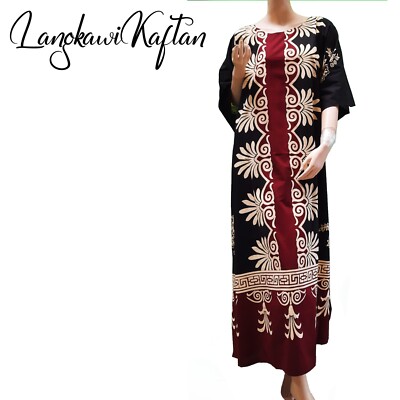 Langkawi Baumwolle Kaftan Fließend Damen Handgemacht Batikdruck Chanting Bemalt