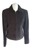 Paul Berman Women's Brown Size Uk 10 Vintage Short Suede Jacket Vgc