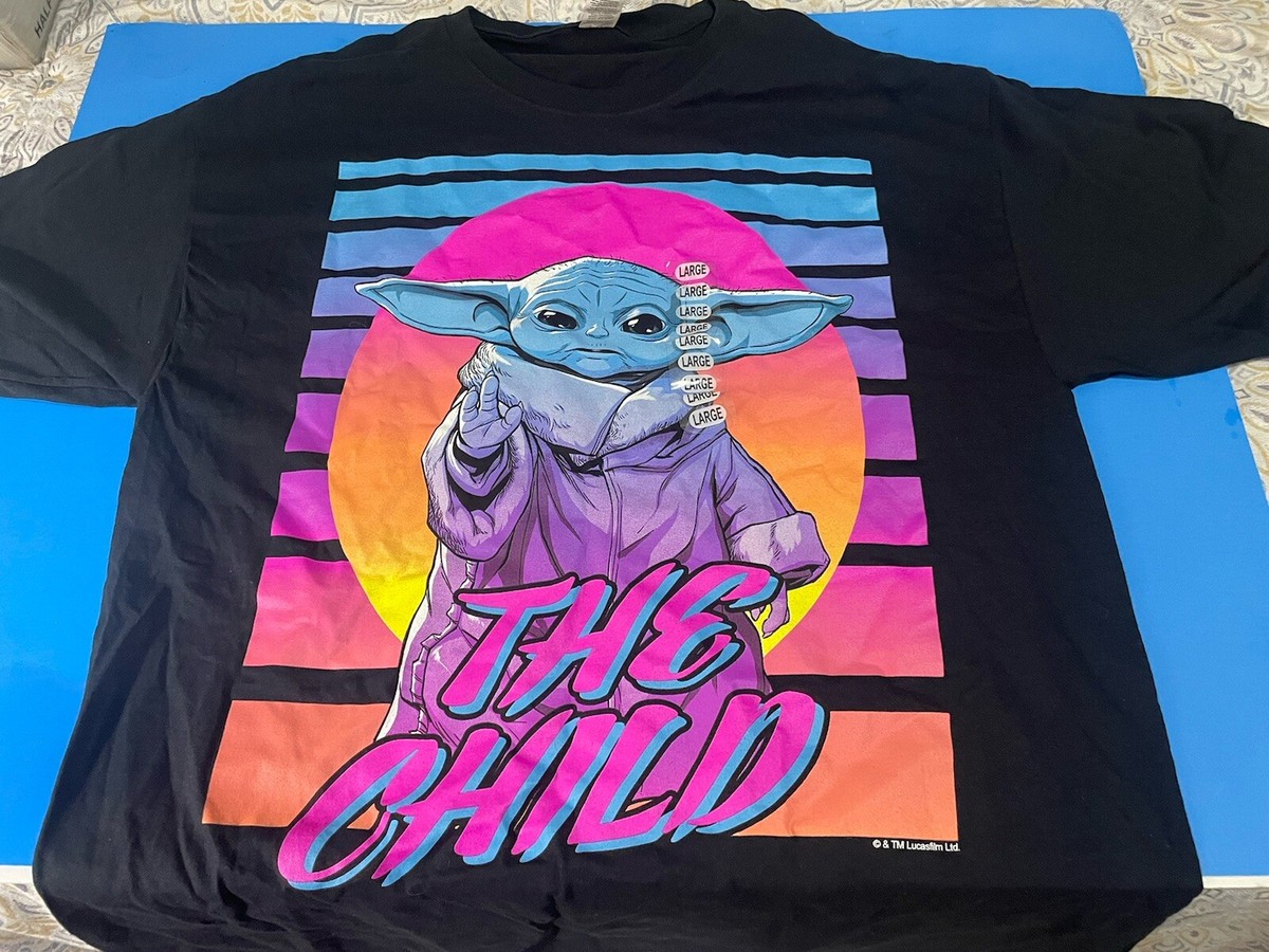 STAR WARS THE CHILD BABY YODA MENS BLACK T-SHIRT SIZE LARGE BRAND