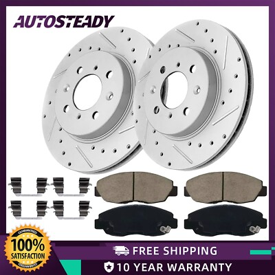 Front Drilled Brake Rotors Pads Kit for 1997 - 05 Acura EL 1999 - 05 Honda Civic