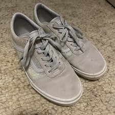 Vans Grey Glitter Low Top Lace Up Sneakers Shoes Kids Missy Size 5