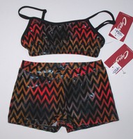 Capezio Set Outfit Sport Bra Top + Booty Shorts Chevron Cute Nice Girl Capezio Set Outfit Sport Bra Top + Booty Shorts Chevron Cute Nice Girl