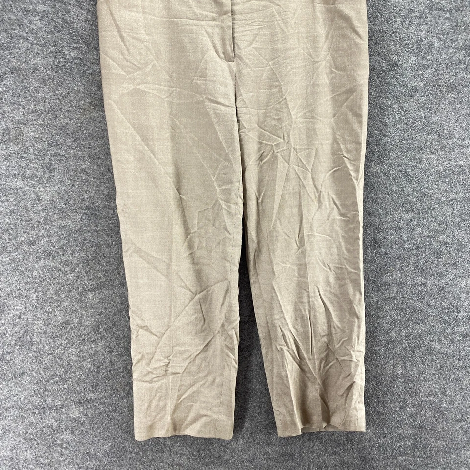 Pantalones de vestir Ann Taylor para mujer 12P pequeño beige tiro medio plisados bolsillos de seda Foto 4 de 4