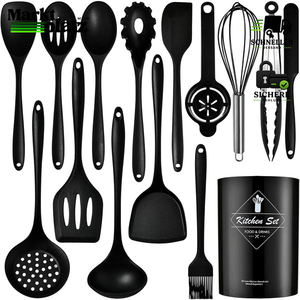 Kochutensilien Set 15Pcs Silikon Antihaftbeschichtet SpüLmaschinenfest 15 StüCk-image